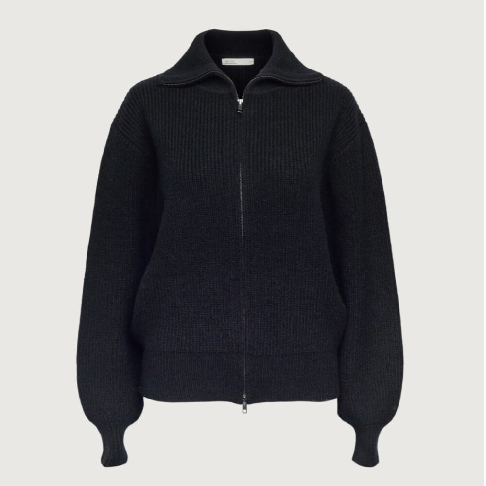Oak + Fort HIGH NECKLINE ZIP UP SWEATER
